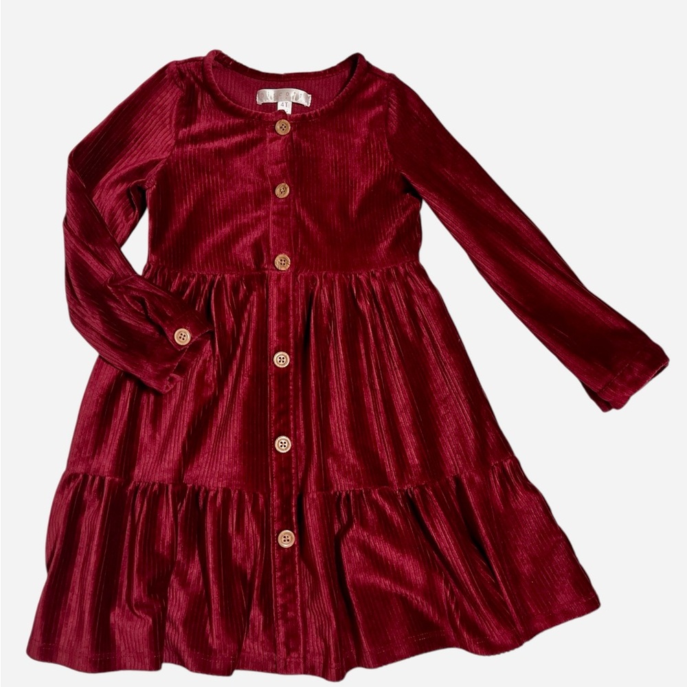 Biscotti Long Sleeve Dress for Girls Size 4T Red Color